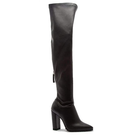 Qupid SIGNAL-145AX Faux Leather Over Knee Lug Boot - Picture 3 of 6